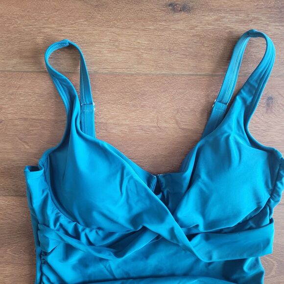 Womens S Underwire One Piece Swimsuit Tummy Control Ruched Bathing B2prity Green - Picture 6 of 16